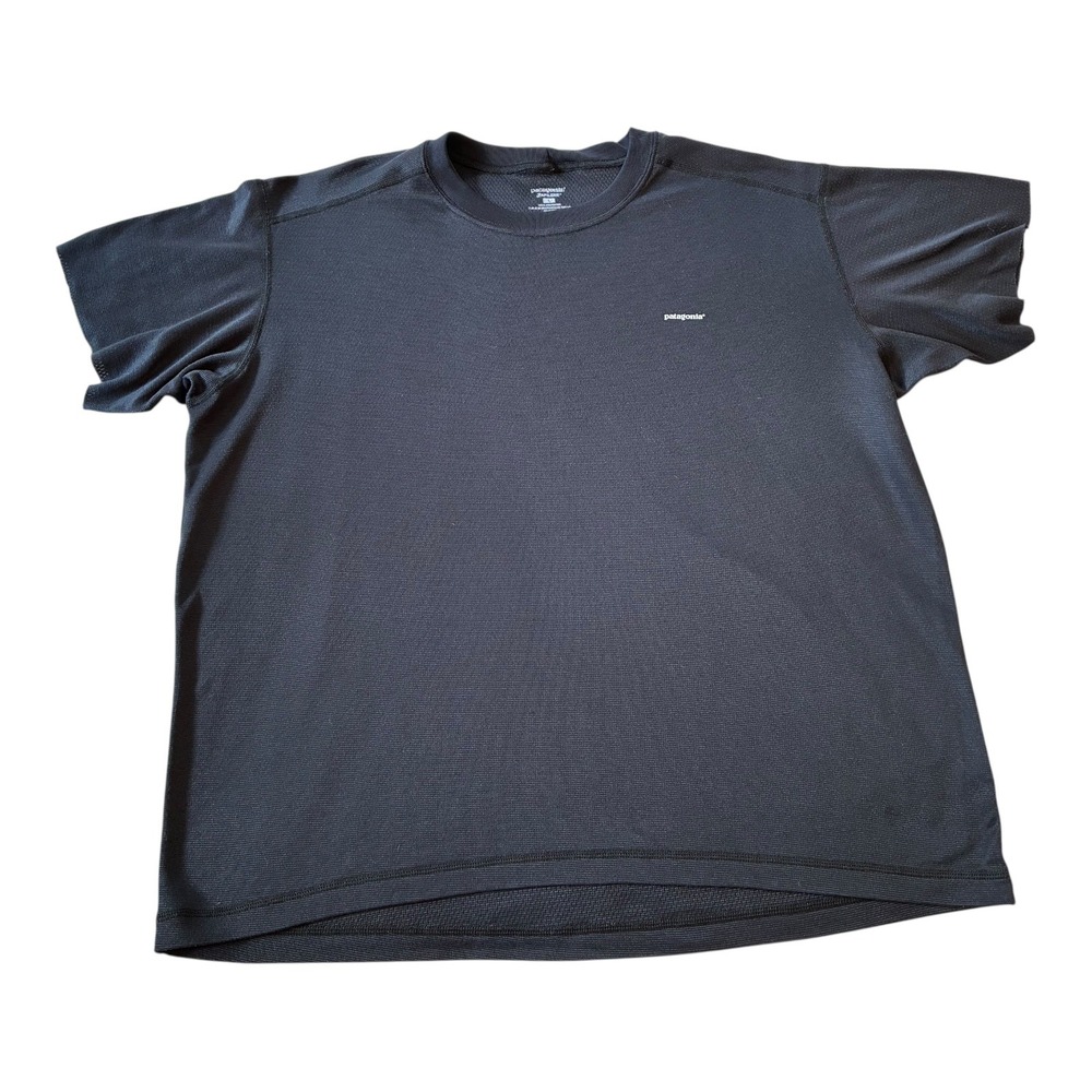 Patagonia Capilene Cool Lightweight Mens Activewear Shirt Cut Sleeves Black